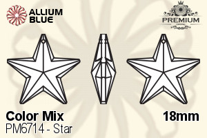 PREMIUM Star Pendant (PM6714) 18mm - Color Mix