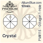 PREMIUM Octagon 1-Hole Pendant (PM8115) 16mm - Clear Crystal