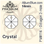 プレミアム Octagon 2-Hole ペンダント (PM8116) 14mm - クリスタル