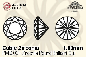PREMIUM CRYSTAL Zirconia Round Brilliant Cut 1.6mm Zirconia Blue Topaz