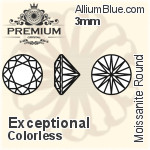 PREMIUM Moissanite Round Brilliant Cut (PM9010) 3mm - Exceptional Colorless