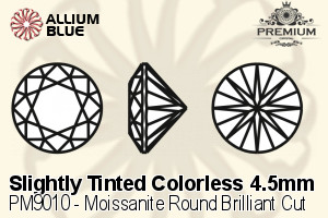 プレミアム Moissanite ラウンド Brilliant カット (PM9010) 4.5mm - Slightly Tinted カラーless