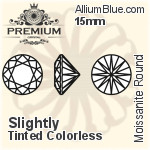 プレミアム Moissanite ラウンド Brilliant カット (PM9010) 15mm - Slightly Tinted カラーless