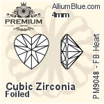 PREMIUM Zirconia Flat Back Heart (PM9048) 3mm - Cubic Zirconia With Foiling