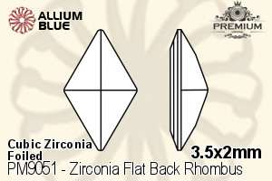 PREMIUM Zirconia Flat Back Rhombus (PM9051) 3.5x2mm - Cubic Zirconia With Foiling