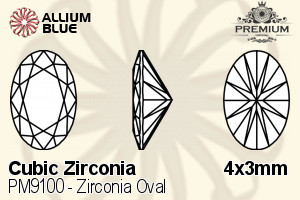 PREMIUM CRYSTAL Zirconia Oval 4x3mm Zirconia Blue Topaz