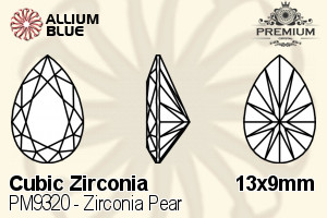 PREMIUM CRYSTAL Zirconia Pear 13x9mm Zirconia White