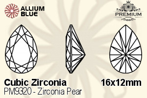 PREMIUM CRYSTAL Zirconia Pear 16x12mm Zirconia Blue Sapphire
