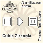 プレミアム Zirconia Step Square (PM9427) 7mm - キュービックジルコニア