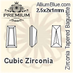 PREMIUM Zirconia Tapered Baguette (PM9503) 3x2x1.5mm - Cubic Zirconia