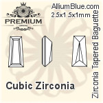 PREMIUM Zirconia Tapered Baguette (PM9503) 2.5x2x1mm - Cubic Zirconia