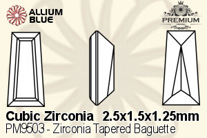 PREMIUM Zirconia Tapered Baguette (PM9503) 2.5x1.5x1.25mm - Cubic Zirconia