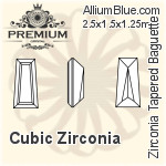 PREMIUM Zirconia Tapered Baguette (PM9503) 2.5x1.5x1mm - Cubic Zirconia