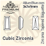 PREMIUM Zirconia Tapered Baguette (PM9503) 3x1.5x1mm - Cubic Zirconia