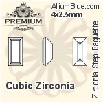 プレミアム Zirconia Step Baguette (PM9527) 4.5x2.5mm - キュービックジルコニア