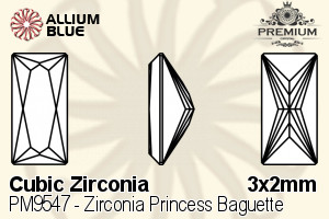 PREMIUM Zirconia Princess Baguette (PM9547) 3x2mm - Cubic Zirconia