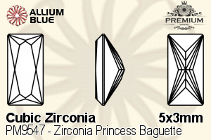 PREMIUM CRYSTAL Zirconia Princess Baguette 5x3mm Zirconia Black