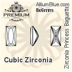 プレミアム Zirconia Princess Baguette (PM9547) 12x10mm - キュービックジルコニア