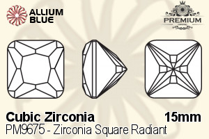 PREMIUM CRYSTAL Zirconia Square Radiant 15mm Zirconia Black