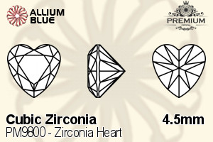 PREMIUM CRYSTAL Zirconia Heart 4.5mm Zirconia Garnet