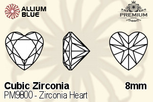 PREMIUM CRYSTAL Zirconia Heart 8mm Zirconia Olive Yellow