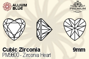 PREMIUM CRYSTAL Zirconia Heart 9mm Zirconia Champagne
