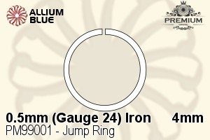 Jump Ring (PM99001) ⌀4mm - 0.5mm (Gauge 24) アイアン