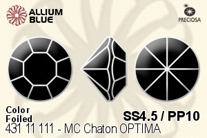 Preciosa MC Chaton (431 11 111) SS4.5 / PP10 - Colour (Uncoated) With Golden Foiling