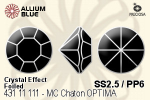 Preciosa プレシオサ MC マシーンカットチャトン OPTIMA (431 11 111) SS2.5 / PP6 - クリスタル エフェクト 裏面シルバーフォイル