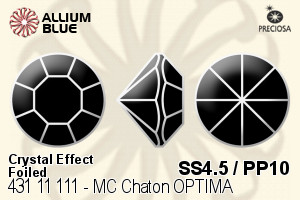 Preciosa MC Chaton OPTIMA (431 11 111) SS4.5 / PP10 - Crystal Effect With Silver Foiling