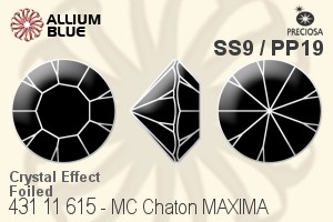 Preciosa プレシオサ MC マシーンカットチャトン MAXIMA マキシマ (431 11 615) SS9 / PP19 - クリスタル エフェクト 裏面Dura™フォイル