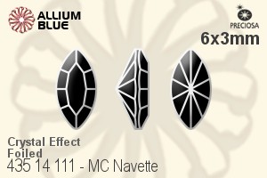 Preciosa MC Navette Fancy Stone (435 14 111) 6x3mm - Crystal Effect With Dura™ Foiling