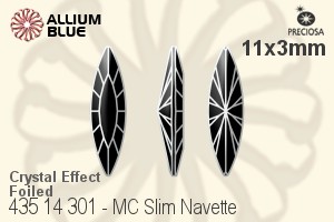 寶仕奧莎 機切Slim 馬眼形 花式石 (435 14 301) 11x3mm - 白色（鍍膜） DURA™耐用金屬箔底