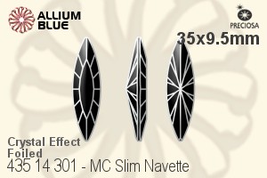 Preciosa MC Slim Navette Fancy Stone (435 14 301) 35x9.5mm - Crystal Effect With Dura™ Foiling