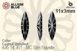 Preciosa プレシオサ MC マシーンカットSlim Navette ファンシーストーン (435 14 301) 11x3mm - カラー（コーティング） 裏面にホイル無し