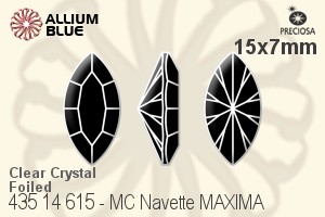 Preciosa MC Navette MAXIMA Fancy Stone (435 14 615) 15x7mm - Clear Crystal With Dura™ Foiling