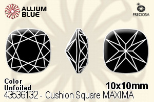 Preciosa プレシオサ Cushion Square MAXIMA マキシマ ファンシーストーン (435 36 132) 10x10mm - カラー 裏面にホイル無し