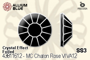 Preciosa MC Chaton Rose VIVA12 Flat-Back Stone (438 11 612) SS3 - Crystal Effect With Dura™ Foiling