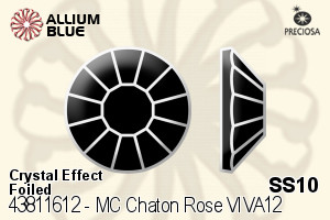 Preciosa MC Chaton Rose VIVA12 Flat-Back Stone (438 11 612) SS10 - Crystal Effect With Silver Foiling