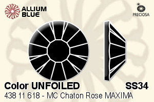 Preciosa MC Chaton Rose MAXIMA Flat-Back Hot-Fix Stone (438 11 618) SS34 - Color UNFOILED