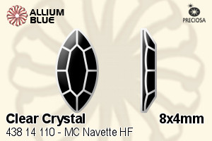 Preciosa MC Navette Flat-Back Hot-Fix Stone (438 14 110) 8x4mm - Clear Crystal