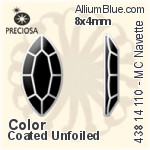 寶仕奧莎 機切馬眼形 平底石 (438 14 110) 8x4mm - 白色（鍍膜） DURA™耐用金屬箔底