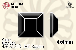 Preciosa プレシオサ MC マシーンカットSquare ラインストーン (438 23 210) 4x4mm - カラー 裏面にホイル無し