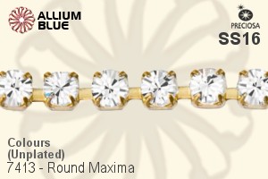 Preciosa Round Maxima Cupchain (7413 0047), Unplated Raw Brass, With Stones in SS16 - Colours