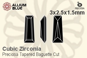 Preciosa Tapered Baguette (TBC) 3x2.5x1.5mm - Cubic Zirconia