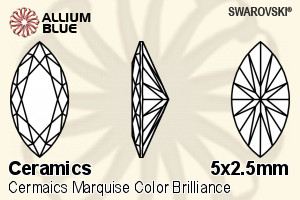 SWAROVSKI GEMS Swarovski Ceramics Marquise Colored Brilliance Black 5.00x2.50MM normal +/- FQ 0.100