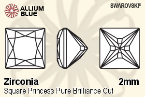 SWAROVSKI GEMS Cubic Zirconia Square Princess PB Rubellite 2.00MM normal +/- FQ 0.200