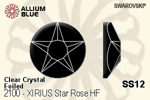 施華洛世奇XIRIUS施悅Star 玫瑰 熨底平底石 (2100) SS12 - 透明白色 銀色水銀底