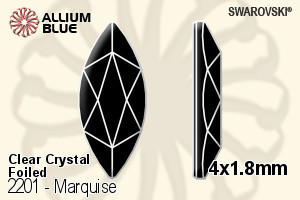 Swarovski Marquise Flat Back No-Hotfix (2201) 4x1.8mm - Clear Crystal With Platinum Foiling