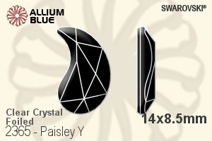 Swarovski Paisley Y Flat Back No-Hotfix (2365) 14x8.5mm - Clear Crystal With Platinum Foiling